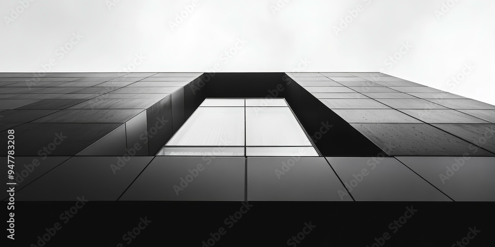 Poster modern building with a single window.