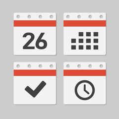 Icon page calendar - 26 day, agenda, timer, done