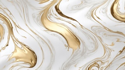 Fototapeta premium White Gold fluid art marbling paint textured background