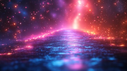 3d animation abstract pink blue neon lines ascending from center to the sides digital ultraviolet background