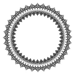Damask black Round circular round ornament floral Abstract pattern, Classic Victorian traditional style, Moroccan frame, Floral frames, Antique, Vintage Design