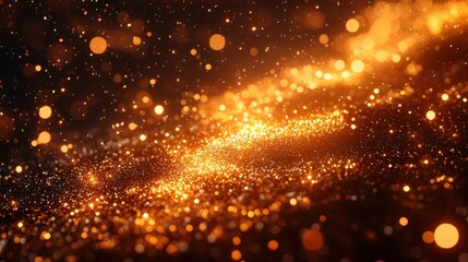 Obraz premium 3d animation golden confetti christmas party popper gol3d glitter particles appear from sides an3d fall down on re3d background