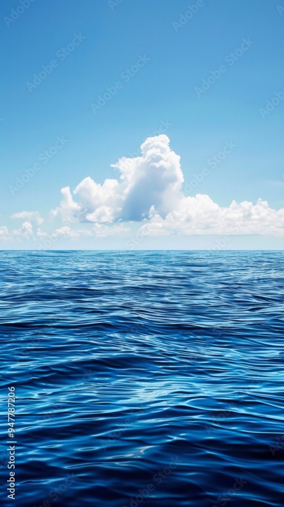 Poster a large cloud is floating over the ocean