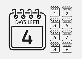 Countdown daily page calendar icon - 4 day left