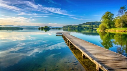 Steg am See in peaceful lake setting, idyllic, tranquil, nature, wooden, pier, peaceful, scenic, water, reflection