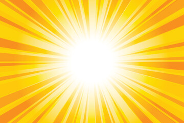 Abstract yellow sun rays background. Honey yellow sunburst background with glowing light rays. Bright rays background for summer themes, energy concepts and vibrant designs.