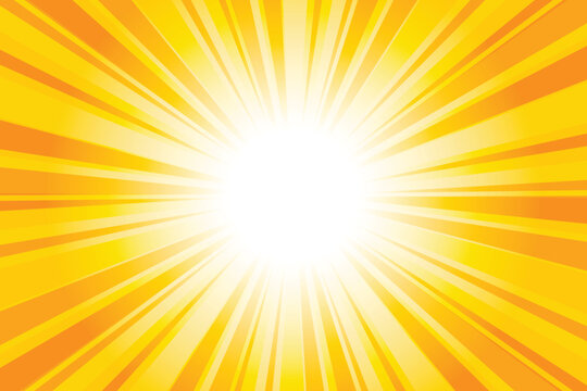 Abstract yellow sun rays background. Honey yellow sunburst background with glowing light rays. Bright rays background for summer themes, energy concepts and vibrant designs.