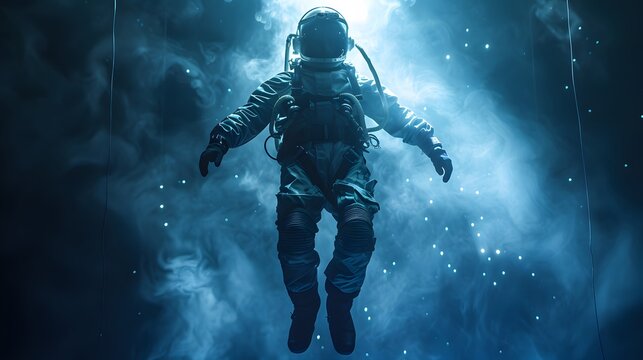 Zero-g escape artist performance, space Houdini show, Style Art Design