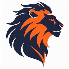 Obraz premium lion logo created with orange and dark blue colors