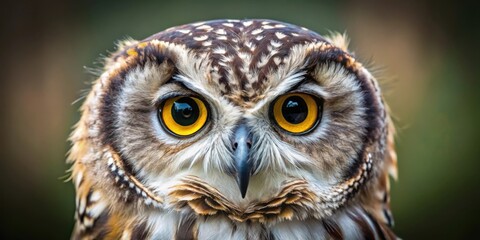 Obraz premium Close up headshot of an owl with detailed focus on its face, owl, bird, wildlife, nature, closeup, portrait, feathers, eyes