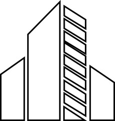 Building Line icon. City, Real estate, Architecture building vector. City skyscraper, downtown. Apartment silhouette illustration isolated on transparent background. Modern and elegant style design.