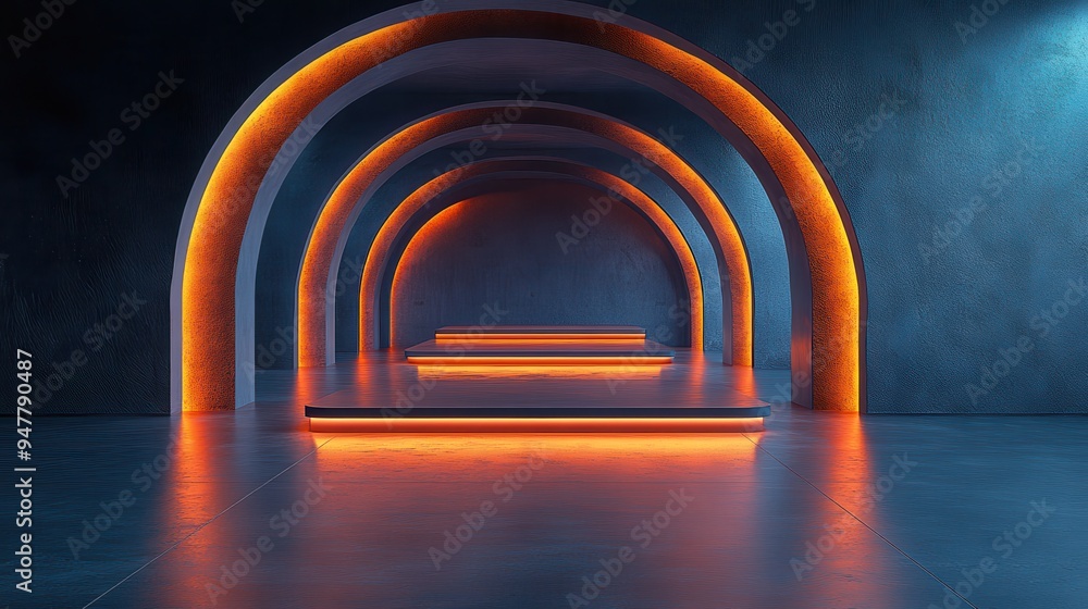 Poster 3d render abstract art deco black backgroun3d with empty podium minimal showcase for product present