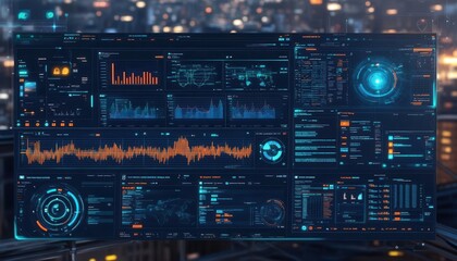 Obraz premium A high-tech dashboard displaying real-time threat detection on an advanced cybersecurity platform.