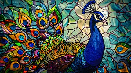 Fototapeta premium Peacock Stained Glass Window