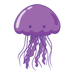 Vector illustration of a cute jellyfish is isolated on the white background