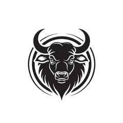 Fototapeta premium Buffalo Head on circle design Logo Vector Art, Icons, and Graphics