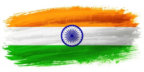 Abstract representation of the indian flag in vibrant colors and brush strokes, indian, flag, abstract, vibrant