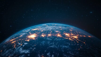 Obraz premium Sphere of nightly Earth planet in outer space