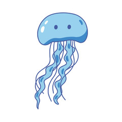 Fototapeta premium Vector illustration of a cute jellyfish is isolated on the white background