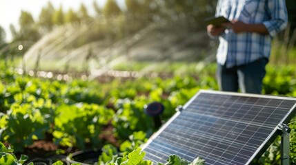 Modern Farming Innovation SolarPowered Irrigation System and TechSavvy Farmer