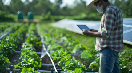 Modern Farming Innovation SolarPowered Irrigation System and TechSavvy Farmer