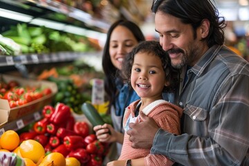 Fototapeta premium daughter go grocery shopping with parent