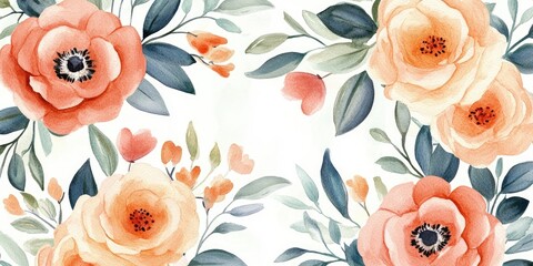 Watercolor illustration of flowers with a manual composition Extensive set of watercolor elements suitable for textile design wallpapers and greeting cards