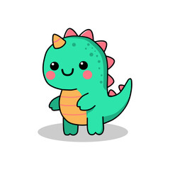 vector illustration of cute dinosaur in cartoon style isolated on white background