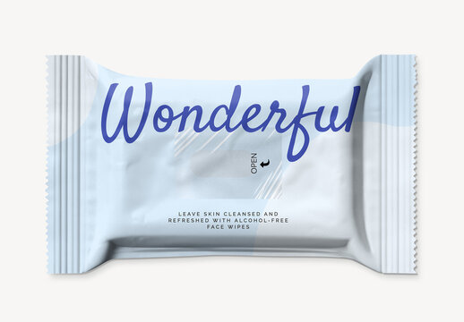 Product Packaging Flatlay Wet Wipe Pack Mockup With Generative AI
