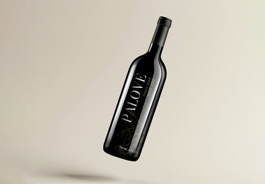 Product Packaging Floating Wine Bottle Mockup With Generative AI