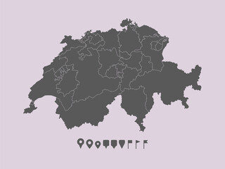 Obraz premium Vector map country Switzerland divided on regions