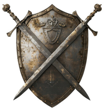 medieval sword and shield isolated on transparent background