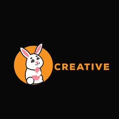 Create a logo where a rabbit resembles a fish, blending both animal shapes creatively.