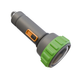 3d render illustration of flashlight. Camping essentials, battery powered lantern. Isolated object icon