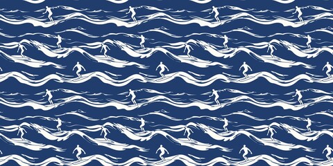 Surfing pattern featuring waves. seamless background pattern