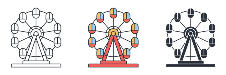Ferris Wheel icon symbol vector illustration isolated on white background