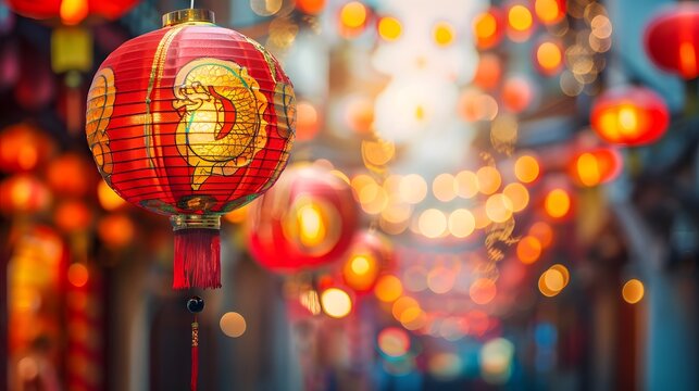 2025 Lunar New Year Festival: Vibrant Red Lanterns and Traditional Chinese Symbols