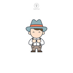 Bavarian Yodeler, Traditional costumes of Bavaria icon symbol vector illustration isolated on white background