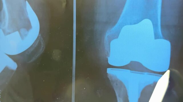 X-ray of the endoprosthesis knee joint after surgery