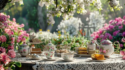 Blooming Garden Tea Party Elegant Easter Celebrations with Bone China Teacups and Delicate Finger Sandwiches