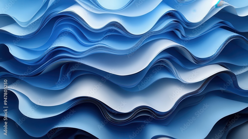 Aufkleber 3d render abstract blue fashion backgroun3d with folde3d ribbon paper scroll macro