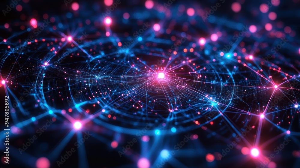 Aufkleber abstract network of glowing lines and points