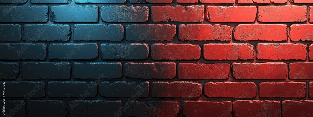 Poster 3d rendering of a two tone background with brick texture