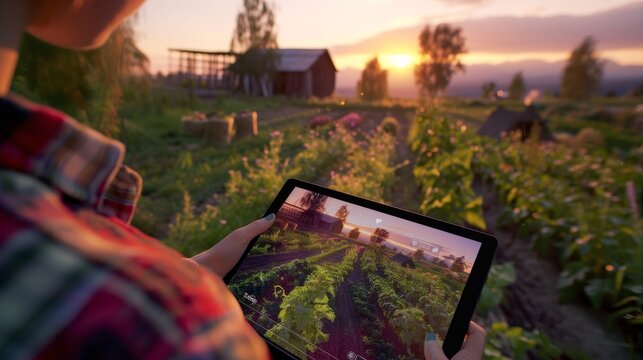 Digital Farming A Modern Blend of Technology and Agriculture at Dusk