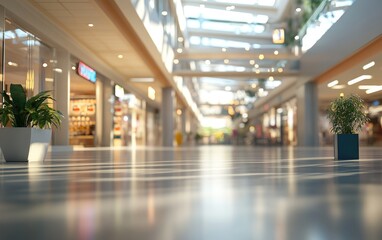 3D rendering of a shopping mall with a blurred background
