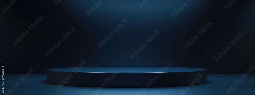 Poster 3d rendering of a dark blue gradient abstract background with an empty space for product display