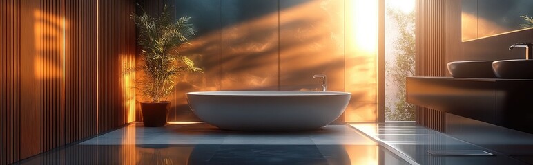 3D rendering of a contemporary bathroom interior