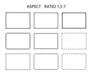 Set of rectangular black frames isolated on white background. Simple minimalistic modern style. For design of business cards, invitations, banners, text message, printing on paper. Vector illustration