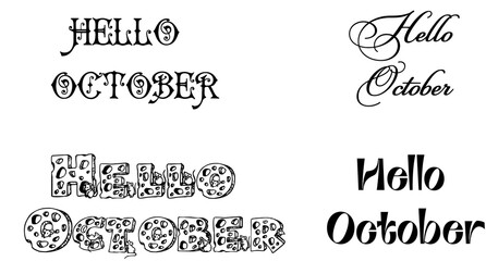 autumn, fall, background, hello, banner, october, season, concept, design, greeting, hello october, card, seasonal, orange, nature, text, leaf, decoration, calendar, halloween, illustration, beautiful