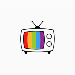 retro tv television channel logo vector icon illustration